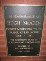 Rev. Hugh McAden Plaque