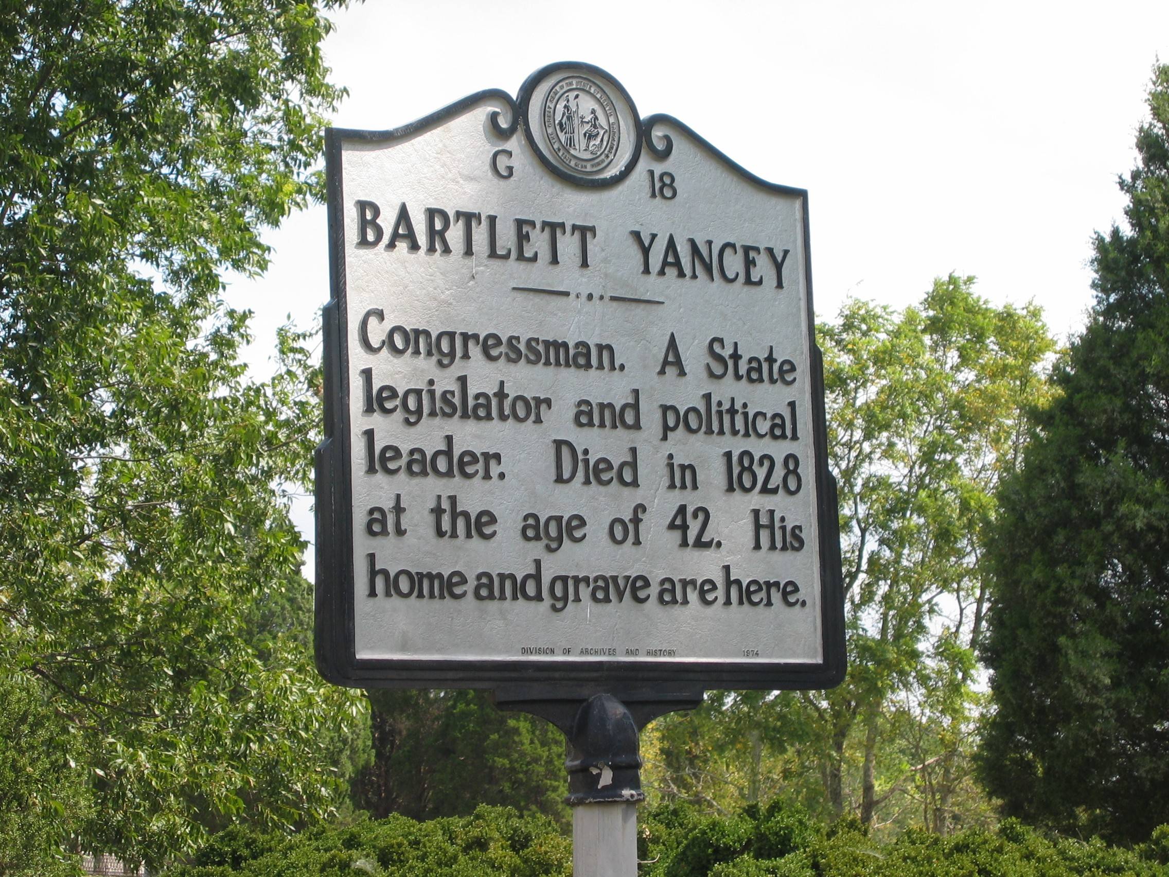 Bartlett Yancey Historical Marker