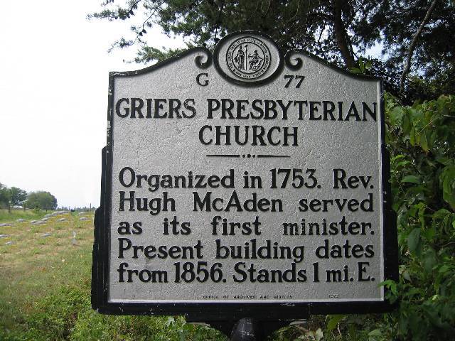 Griers Presbyterian Church Historical Marker