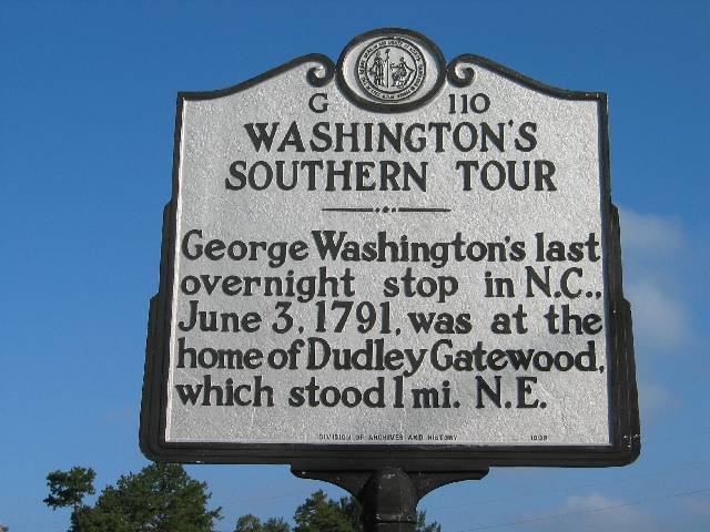 Washington's Southern Tour Historical Marker